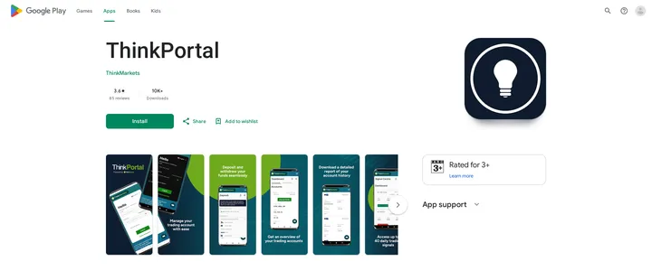ThinkPortal client area app listing on Google Play